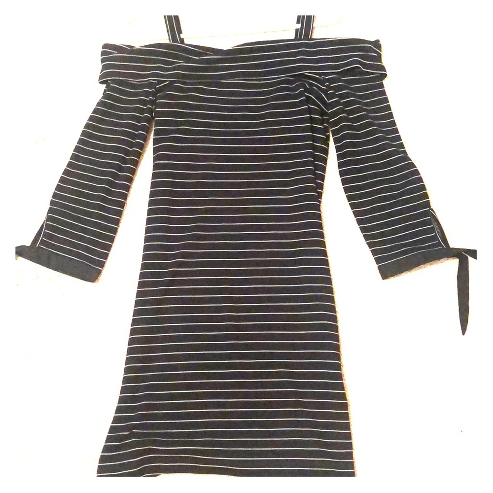 Black and white off the shoulder dress